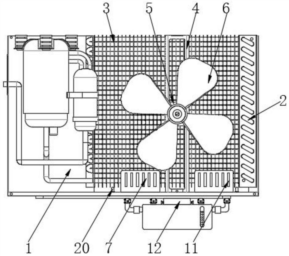 Cooling device of outdoor unit heat dissipation plate of heat pump water heater and cooling method therefor