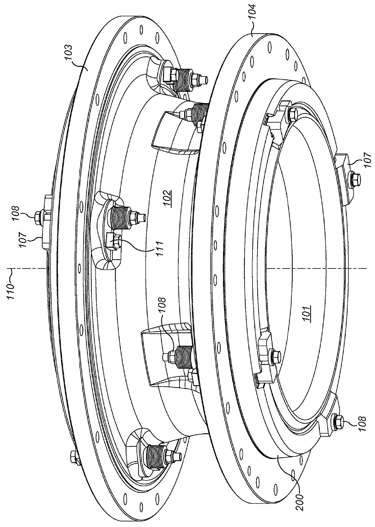 Crushing shell with rotational lock