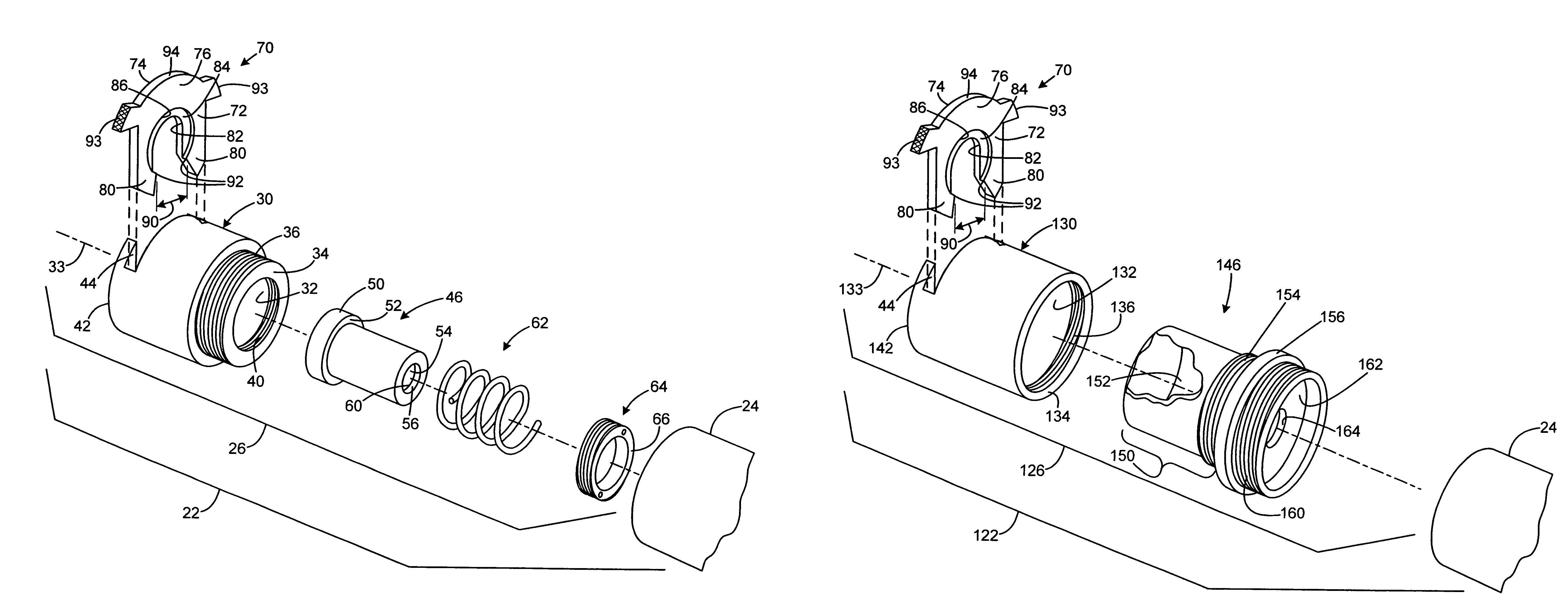 Mounting system for muzzle devices and firearms