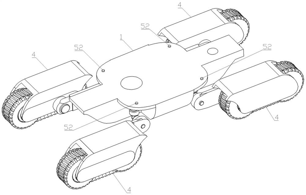 Nuclear emergency robot deformable composite chassis and application method thereof