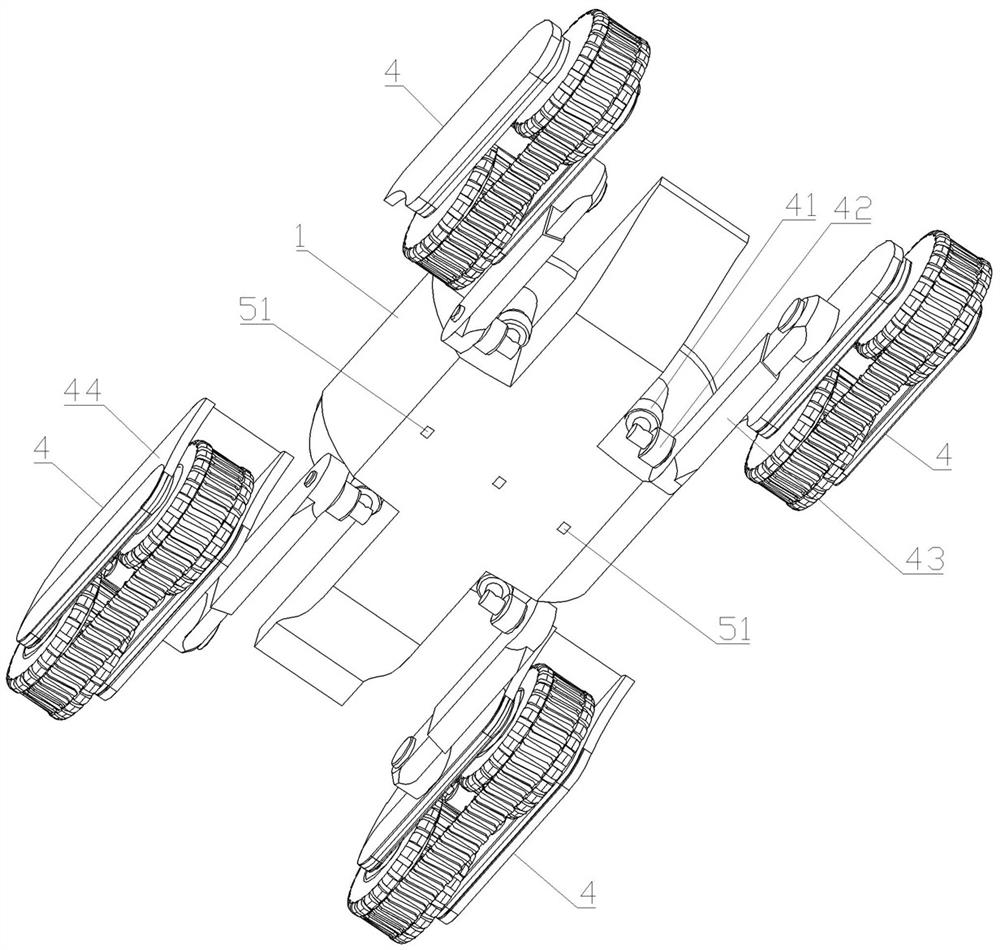 Nuclear emergency robot deformable composite chassis and application method thereof