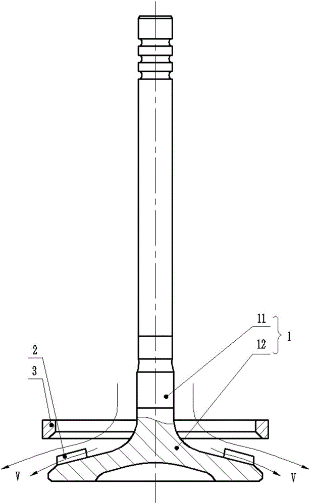 Air inlet valve capable of producing inlet air swirls and provided with spiral groove, and internal combustion engine