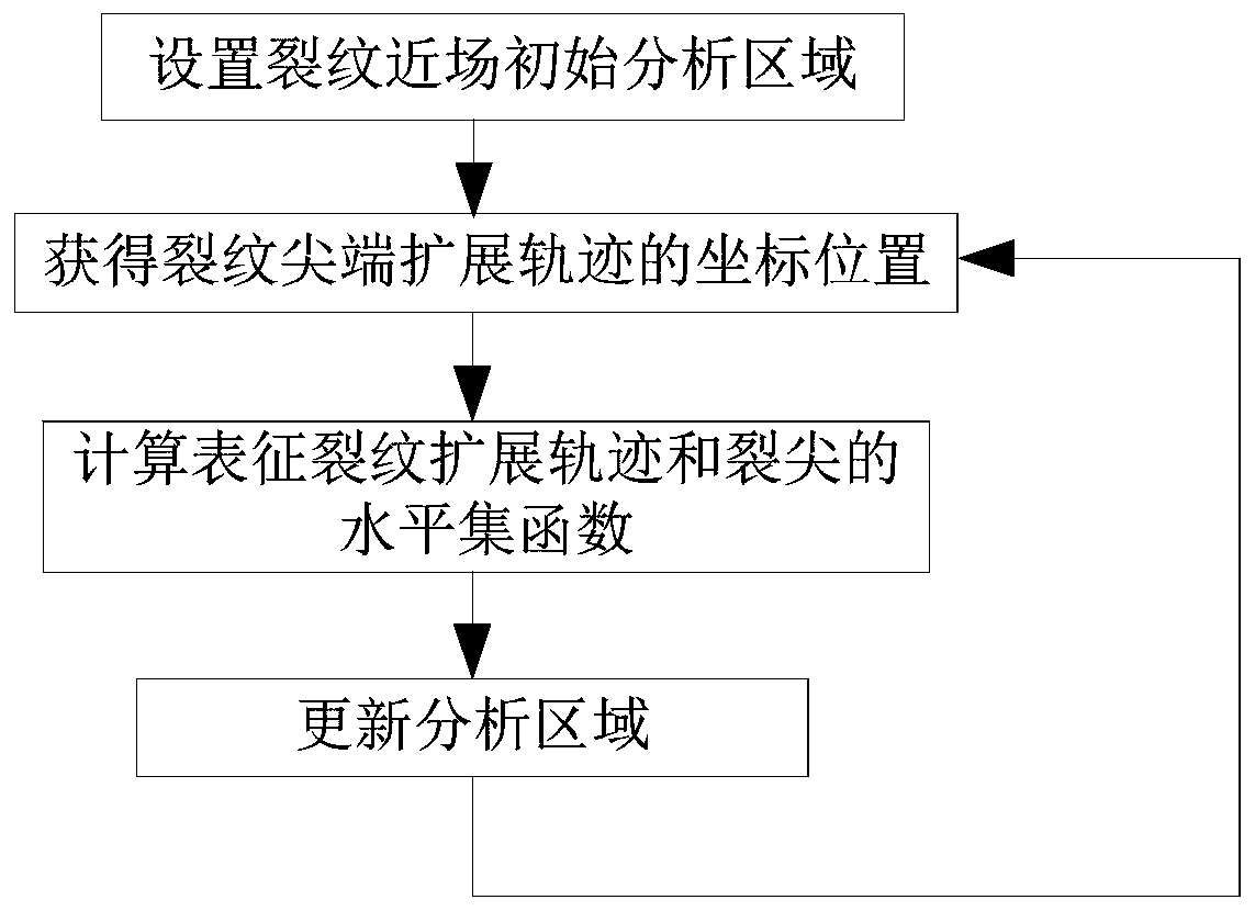 Crack near-field deformation analysis area determination method based on level set method