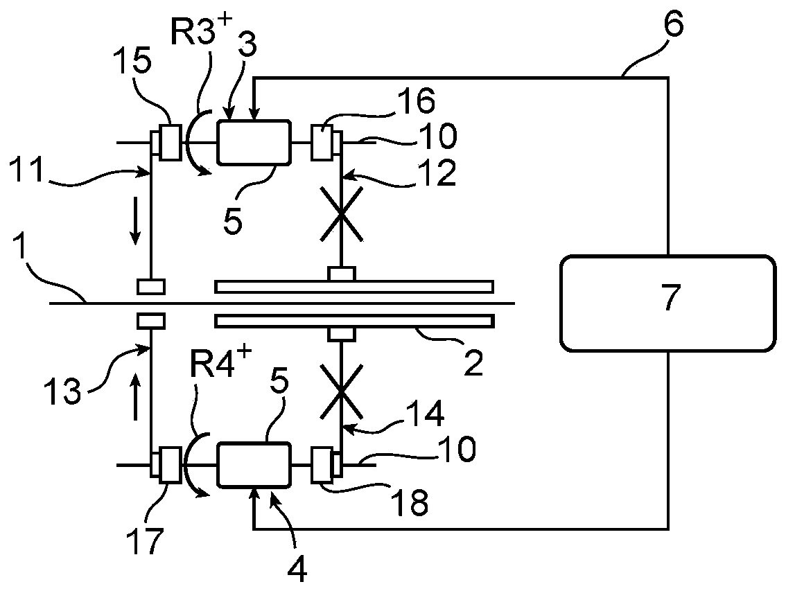 Hybrid propulsion architecture for an aircraft comprising a motor with two reversible electric machines mounted on two shafts