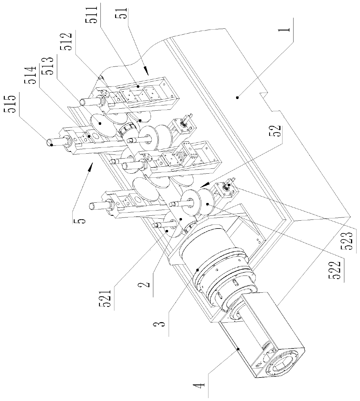 Forming device of hole net steel skeleton reinforced composite pipe