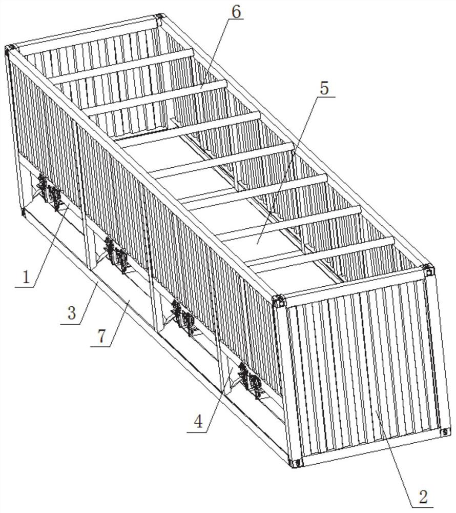 Hopper-door-type open top container and method