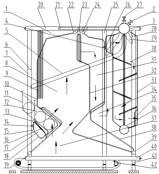 Double-drum double-furnace composite-combustion settling chamber corner tube boiler