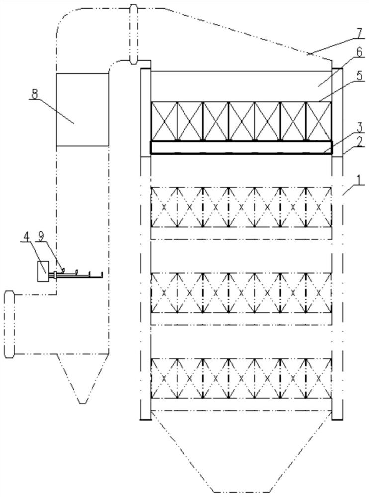 Denitration efficiency improving device based on SCR reactor lifting and urea direct injection technology