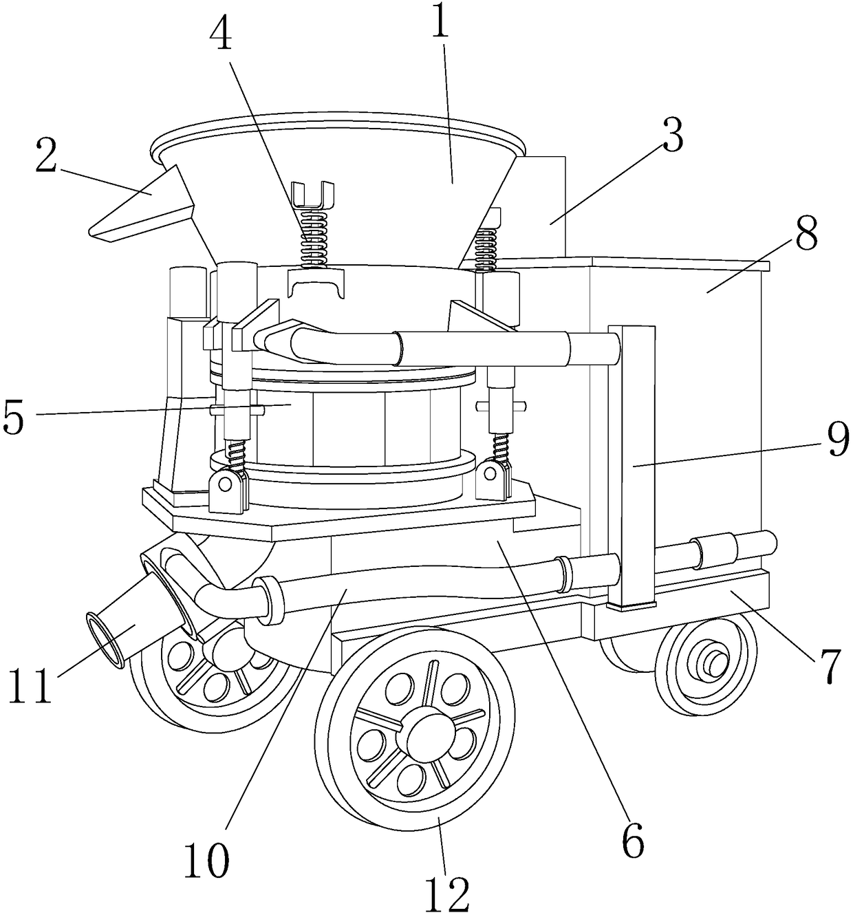 Concrete spraying machine