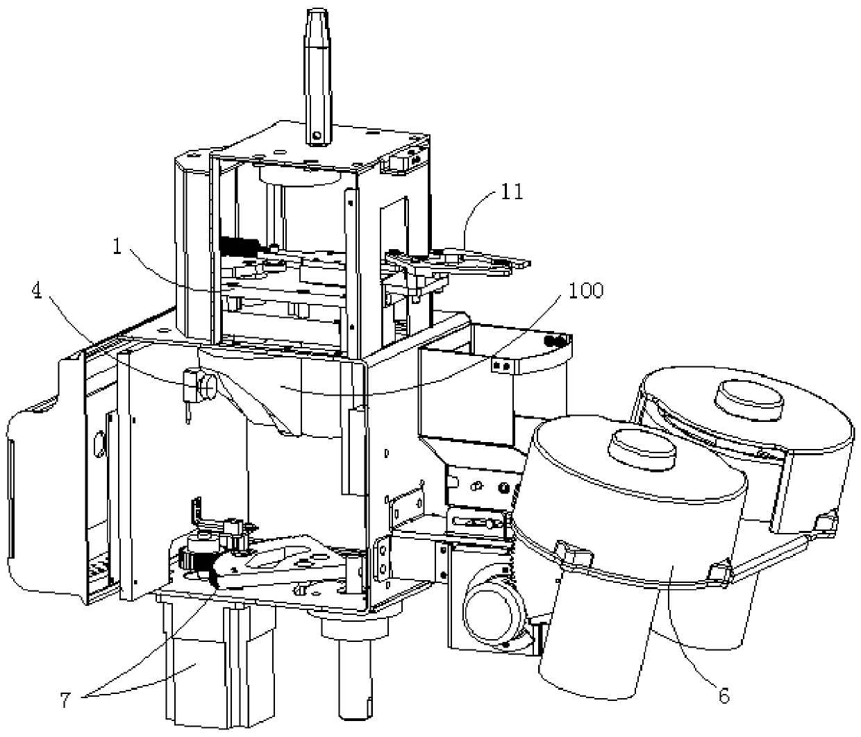 Shuttlecock lifting and clamping assembly and serving machine