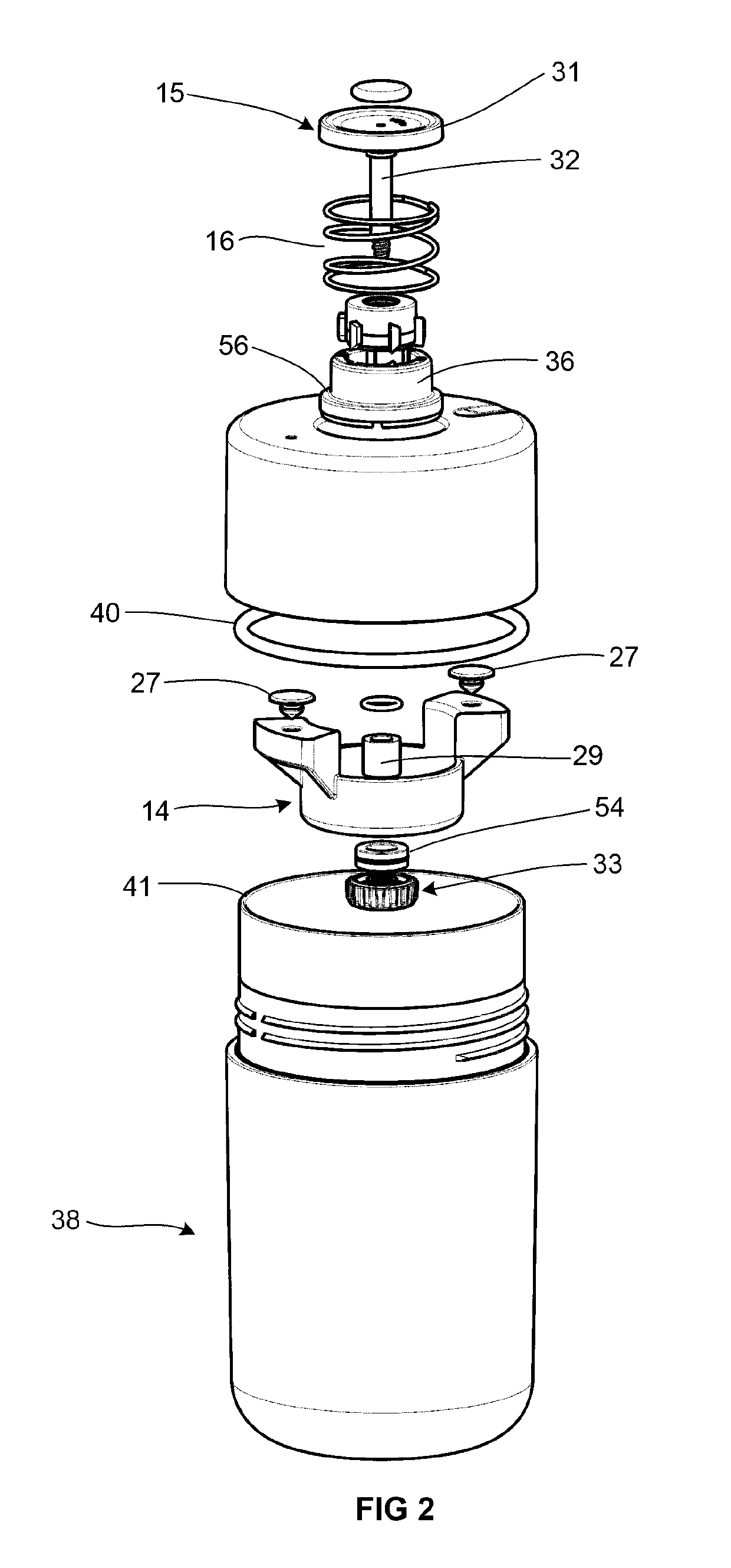 Container with press button opening