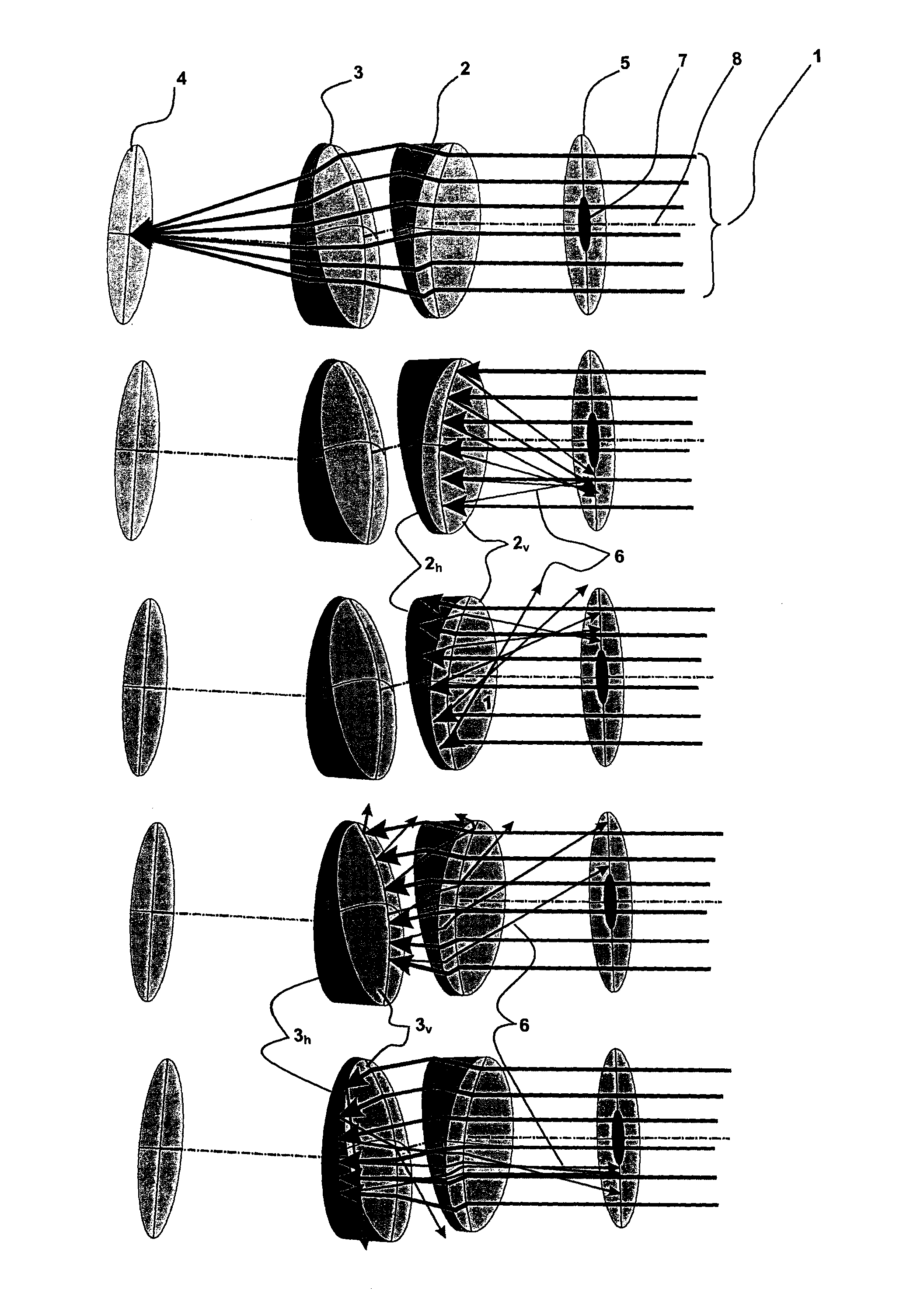 Non-reflective imaging optics for optical devices, particularly in opthalmology