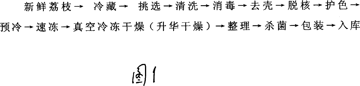 Method of vacuum freezing drying litchi pulp