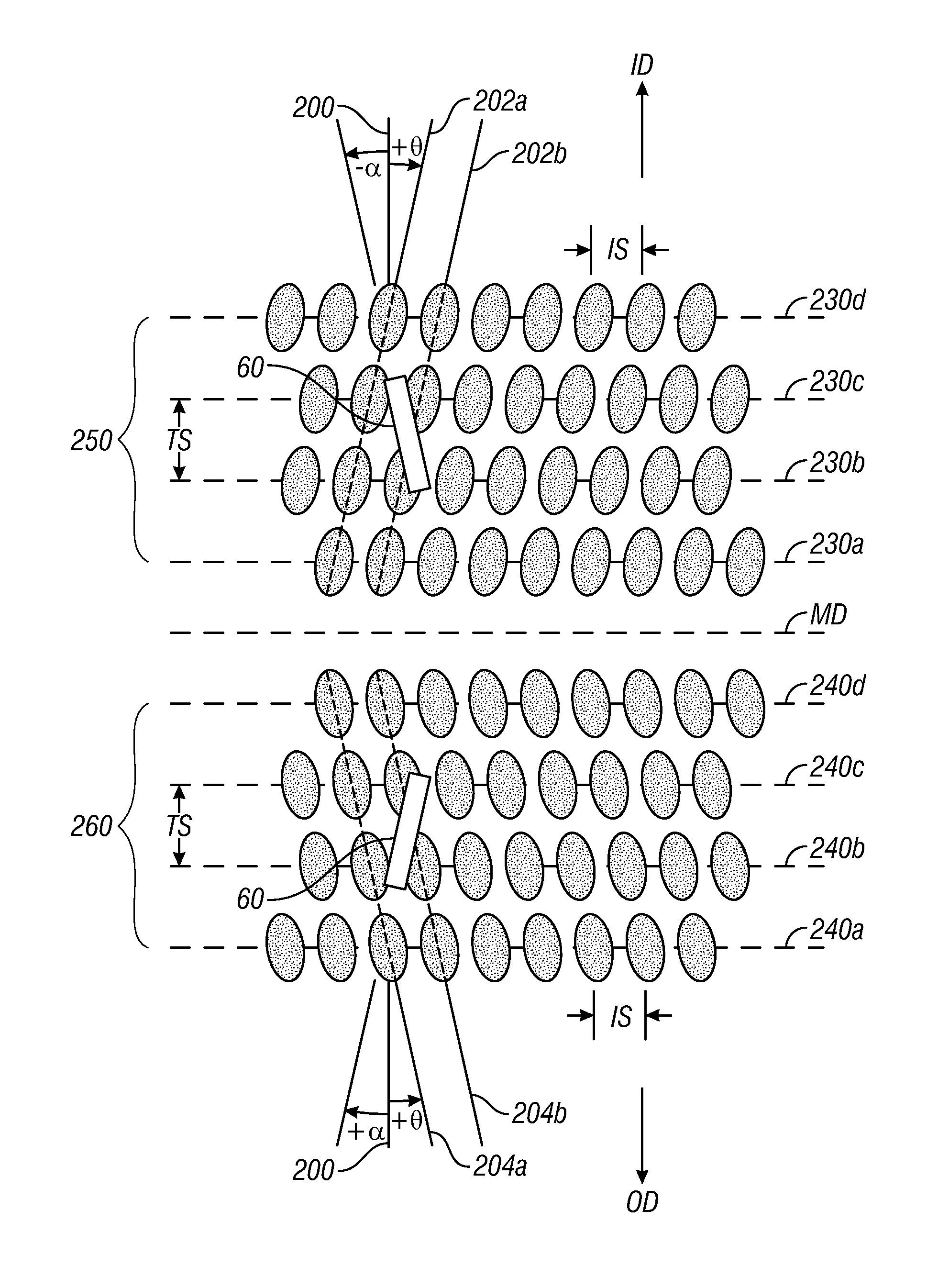 Patterned magnetic recording disk for multi-track recording with compensation for head skew