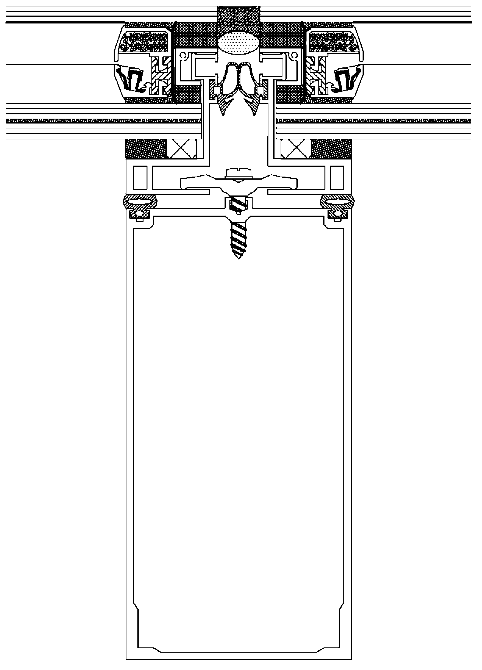 Double-hollow glass ceiling module with film suspended therein