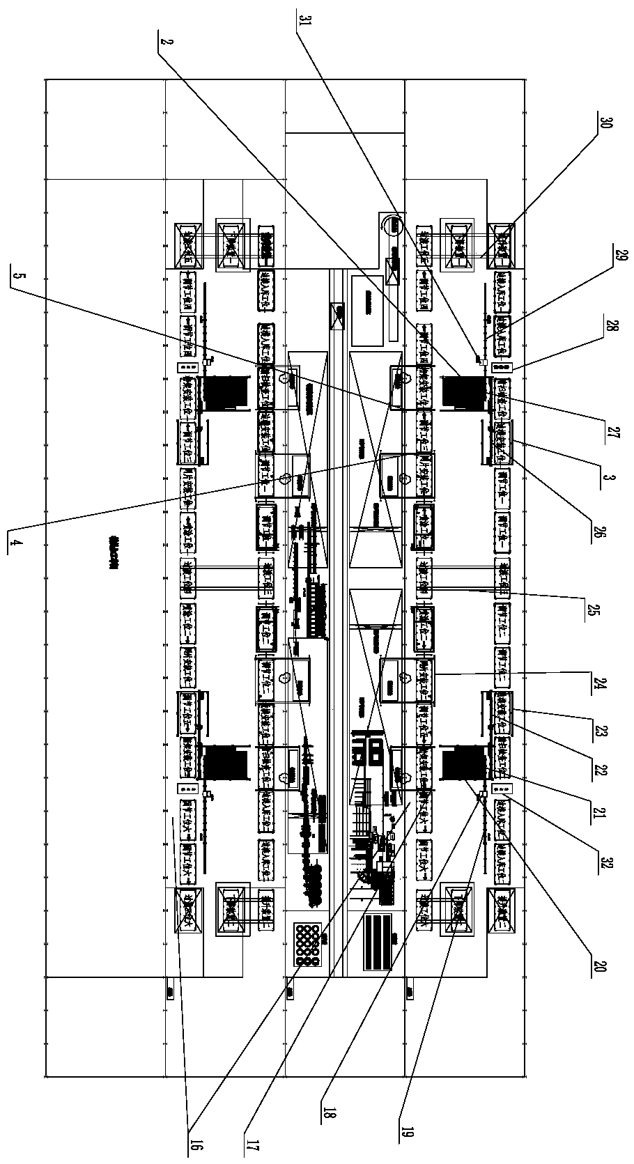 Double-layer machining line of concrete components and machining method of double-layer machining line