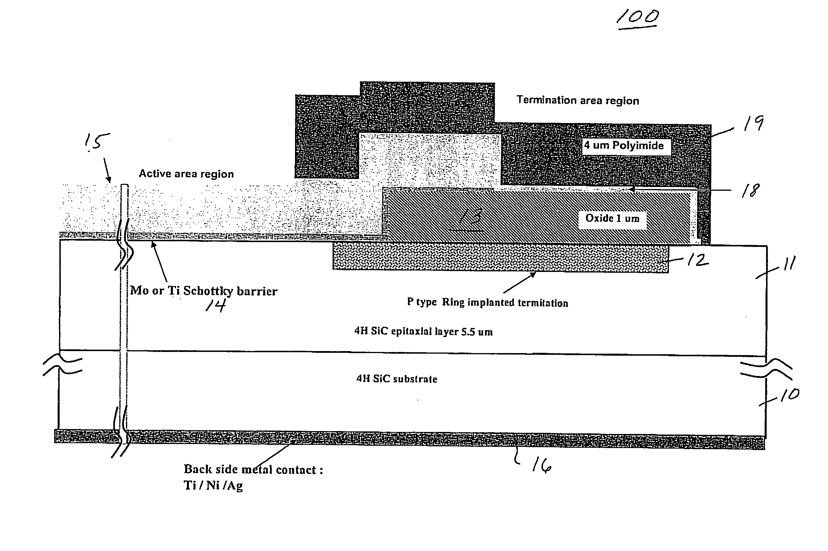 Molybdenum barrier metal for SiC Schottky diode and process of manufacture