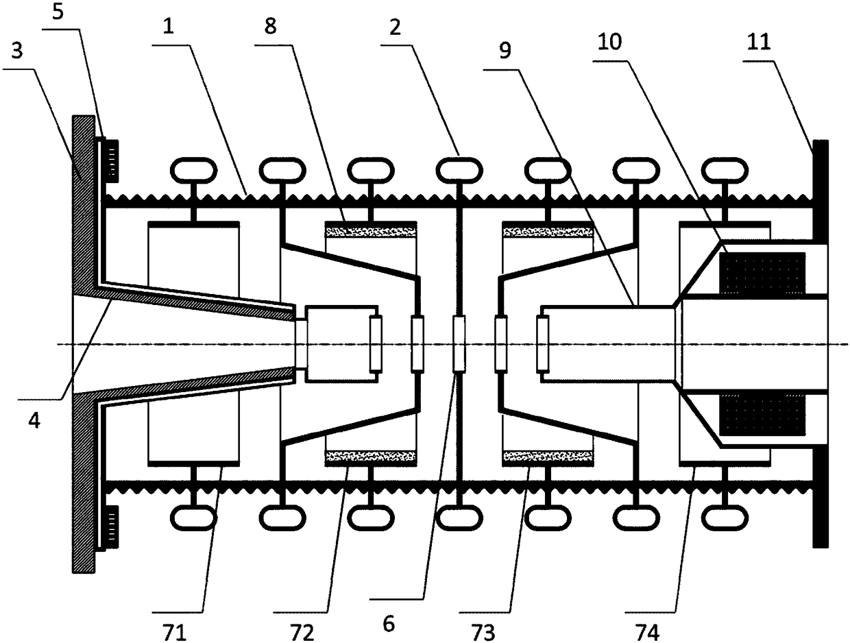 Rear-mounted magnetic-mirror field high-current ion acceleration system