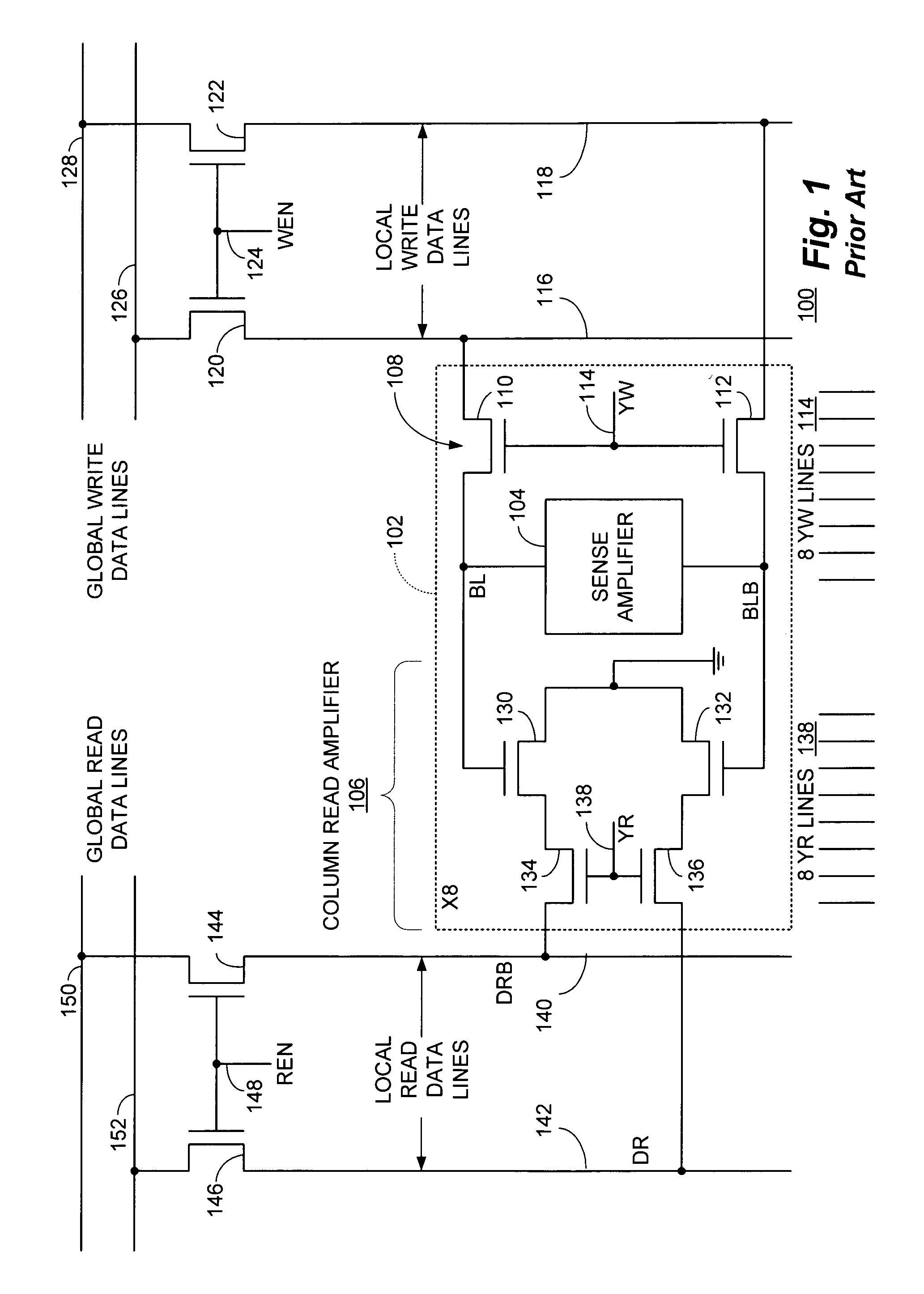 Column read amplifier power-gating technique for integrated circuit memory devices and those devices incorporating embedded dynamic random access memory (DRAM)