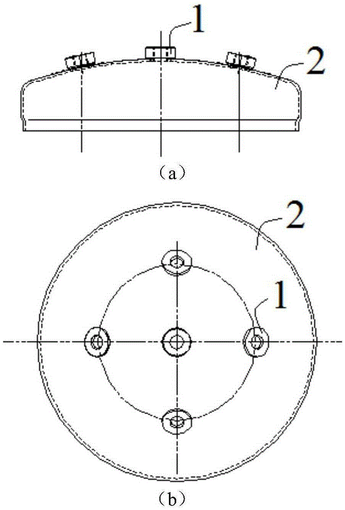 Upsetting and convex punching die for the head of an air storage cylinder