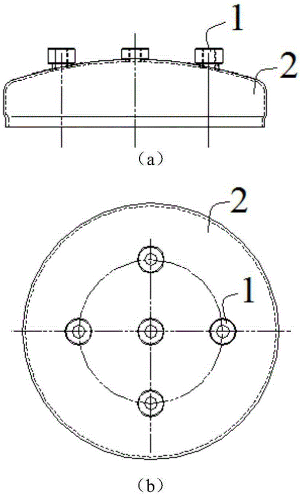 Upsetting and convex punching die for the head of an air storage cylinder