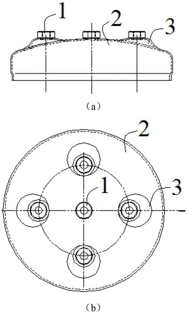 Upsetting and convex punching die for the head of an air storage cylinder