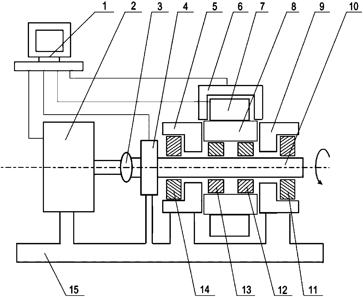 Rolling bearing fatigue life testing device capable of loading alternating load