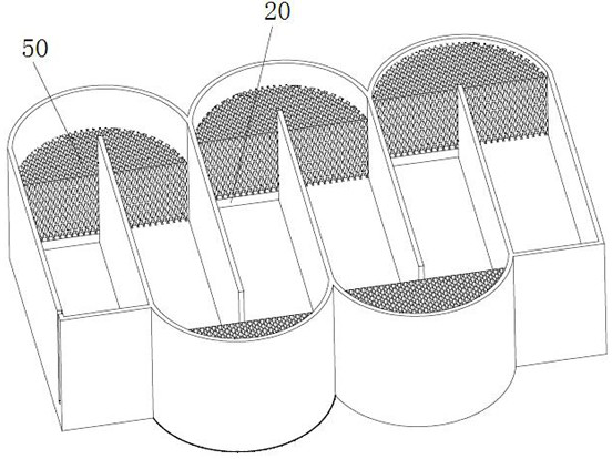 Integrated treatment pool for high turbidity wastewater pretreatment and synchronous power generation