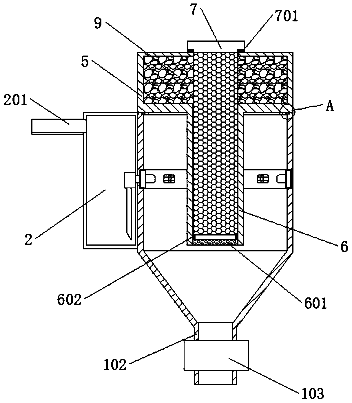 Industrial exhaust gas environment-friendly filtering device