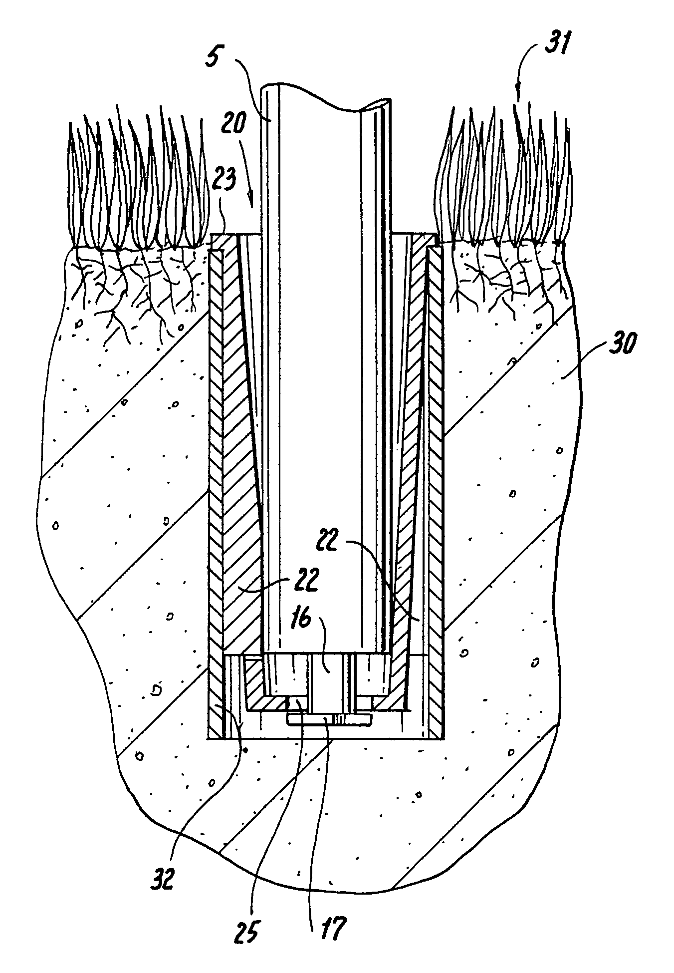 Expandable pole socket with twist and lock insert