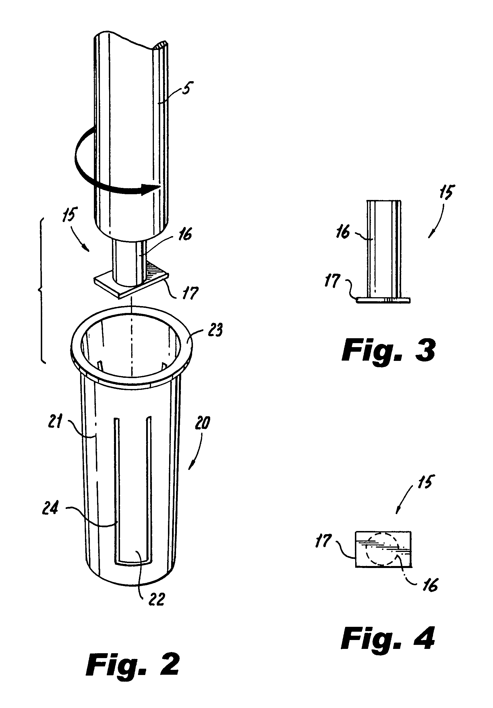 Expandable pole socket with twist and lock insert