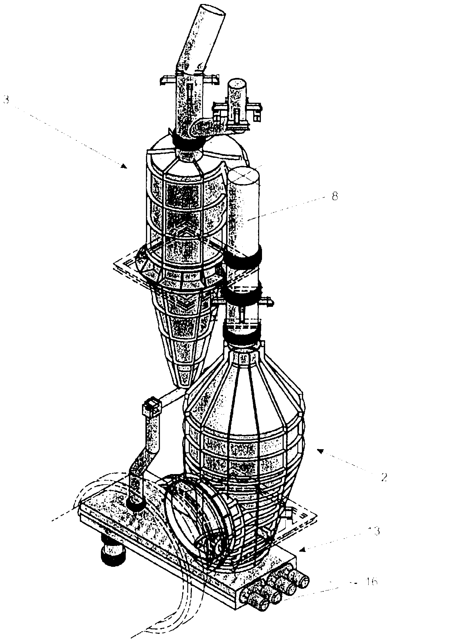 Separator for separating solid particles from a vapour-gas mixture