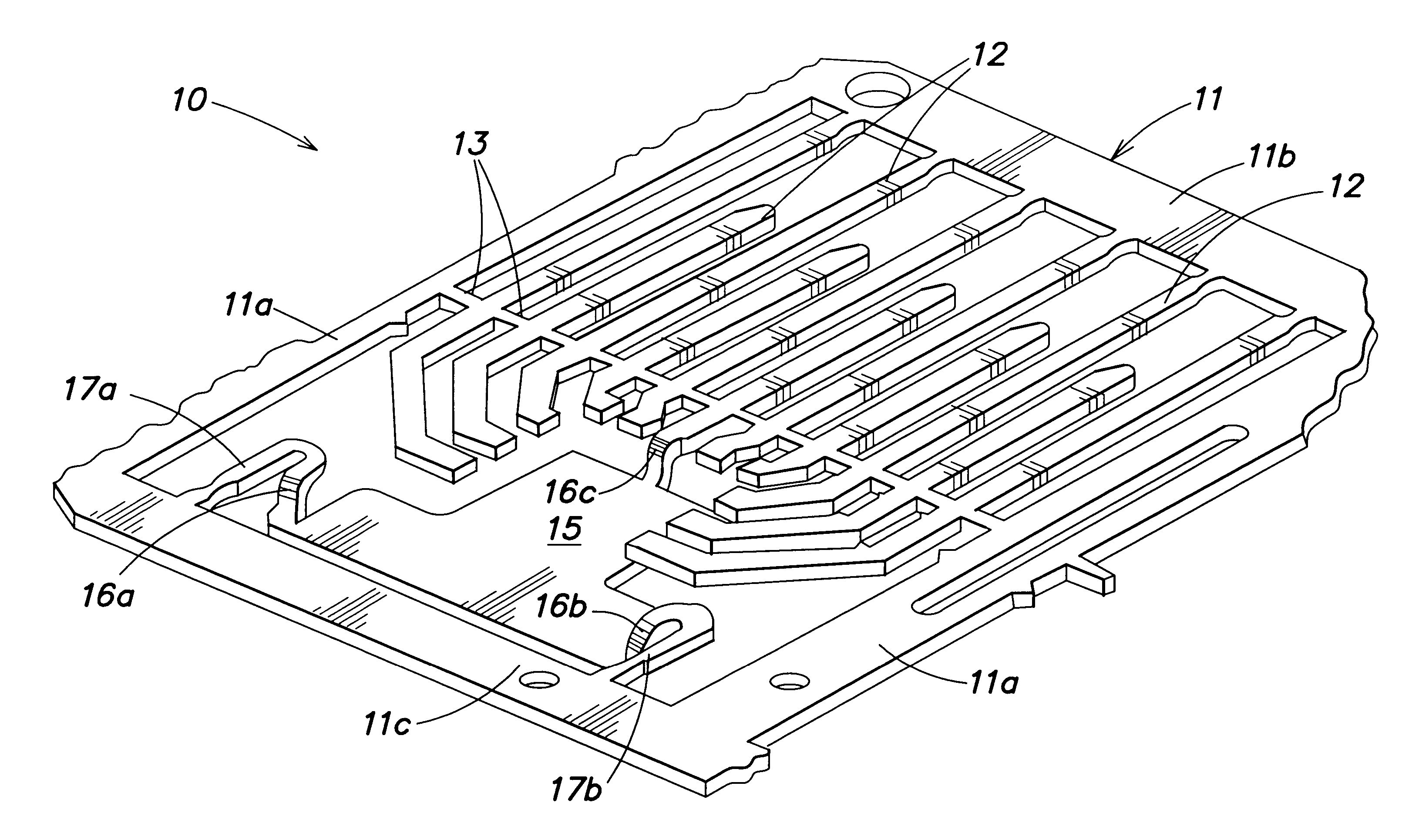 Leadframe with heat dissipator connected to S-shaped fingers