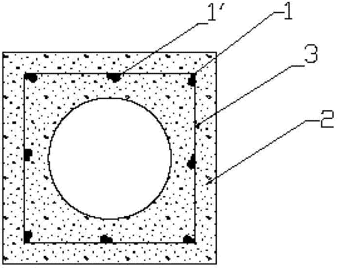 Partially prestressed and partially non-prestressed concrete hollow pile