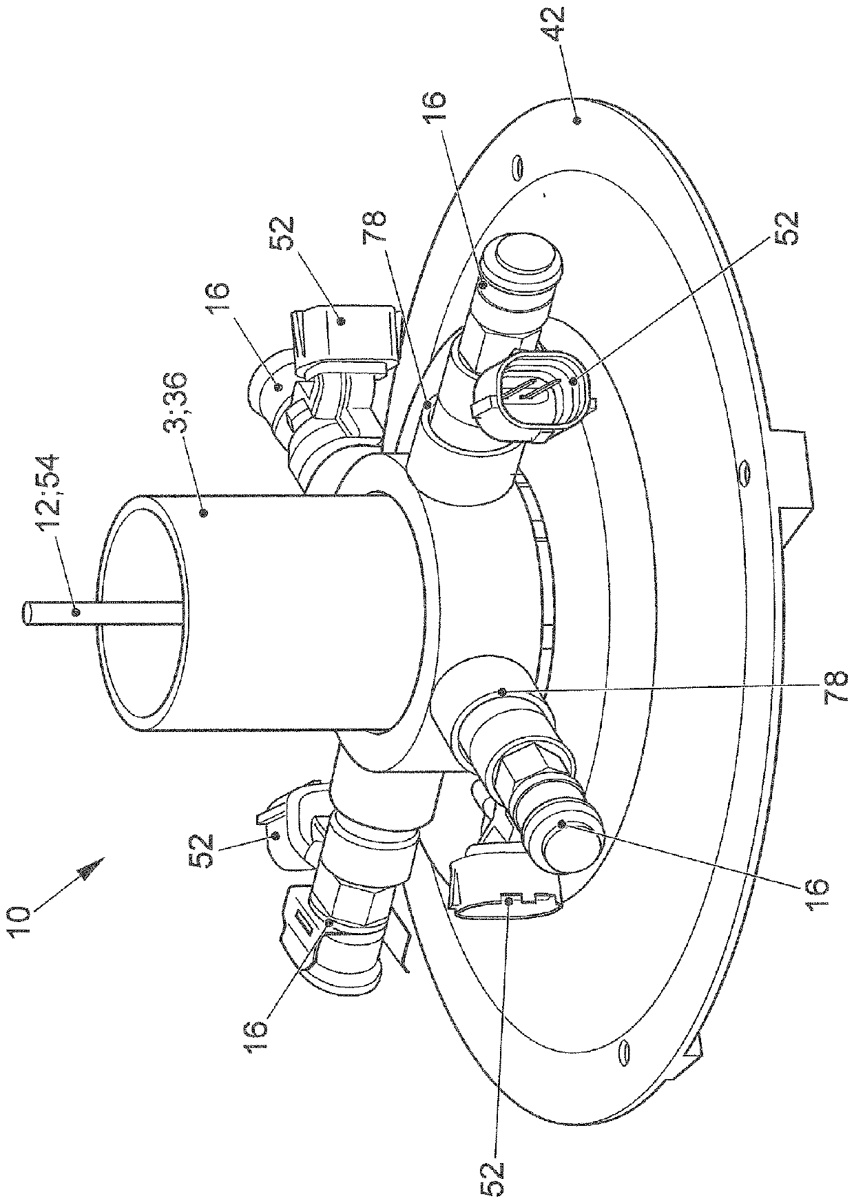 Mixture formation device for a gas engine and the gas engine