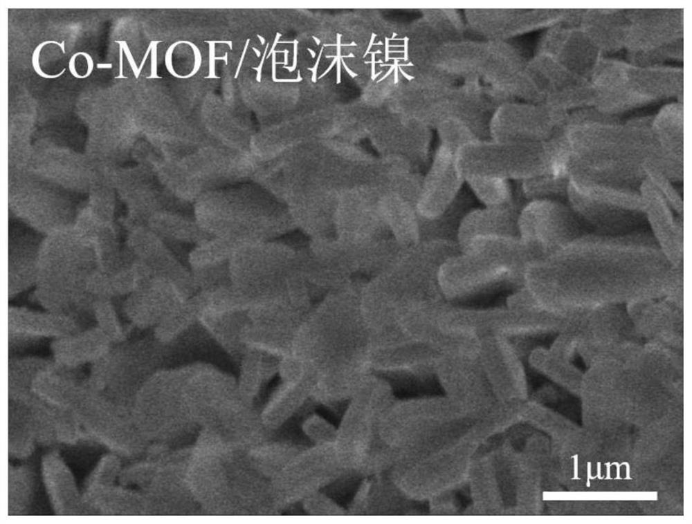 Method for preparing NiCo hydrotalcite/foamed nickel composite material by taking Co-MOF as sacrificial template