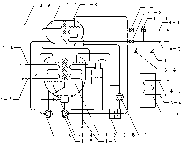 Low-temperature exhaust heat recovery type lithium bromide absorption type cold and hot water system