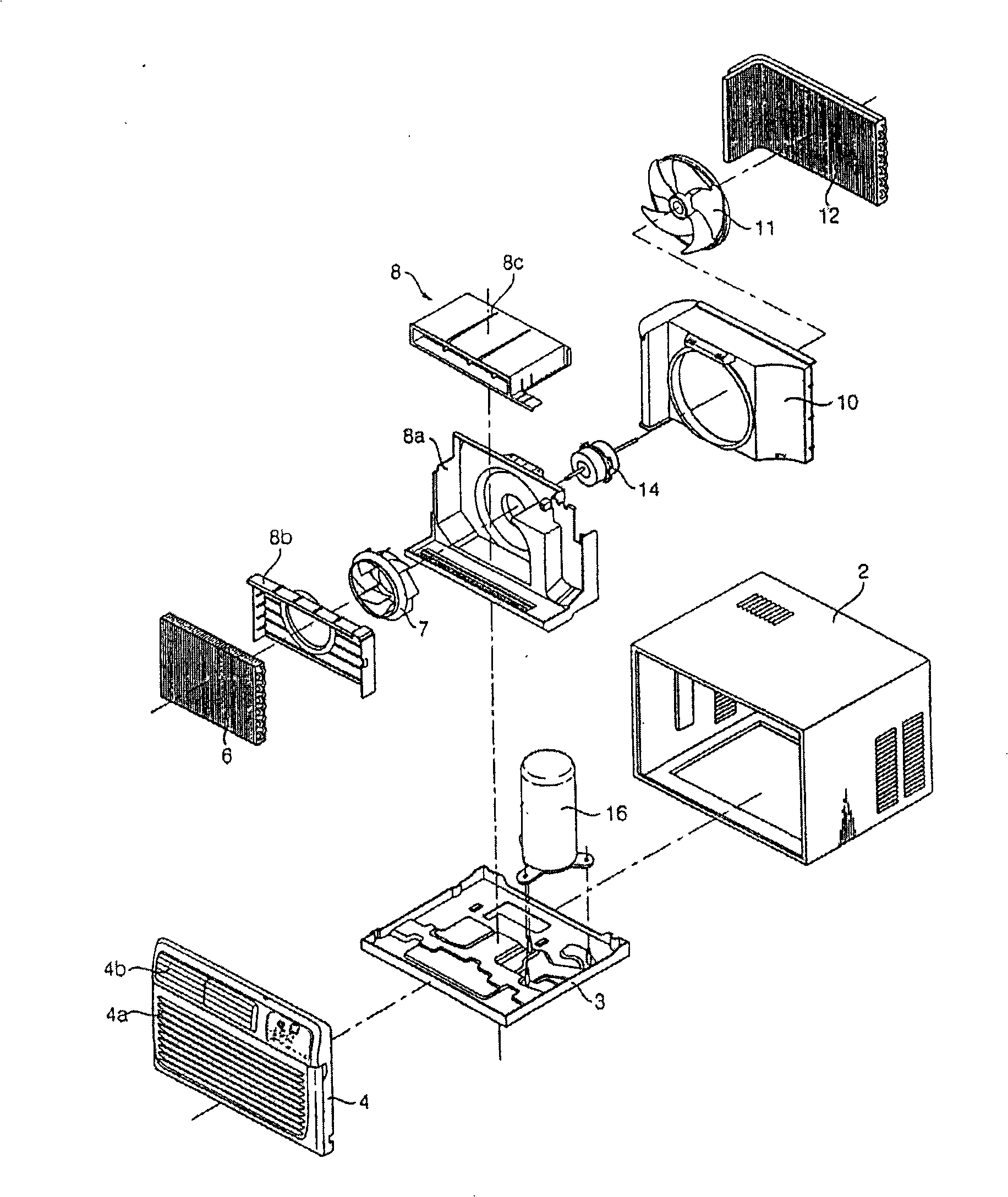 Support frame structure for window type air conditioner