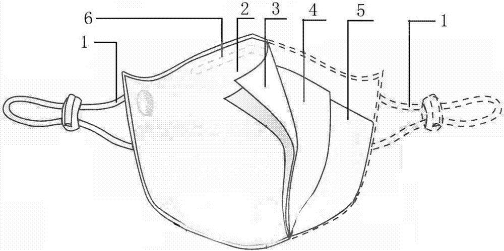 Active antibacterial biological protective mask and synthetic process of antibacterial agent material thereof