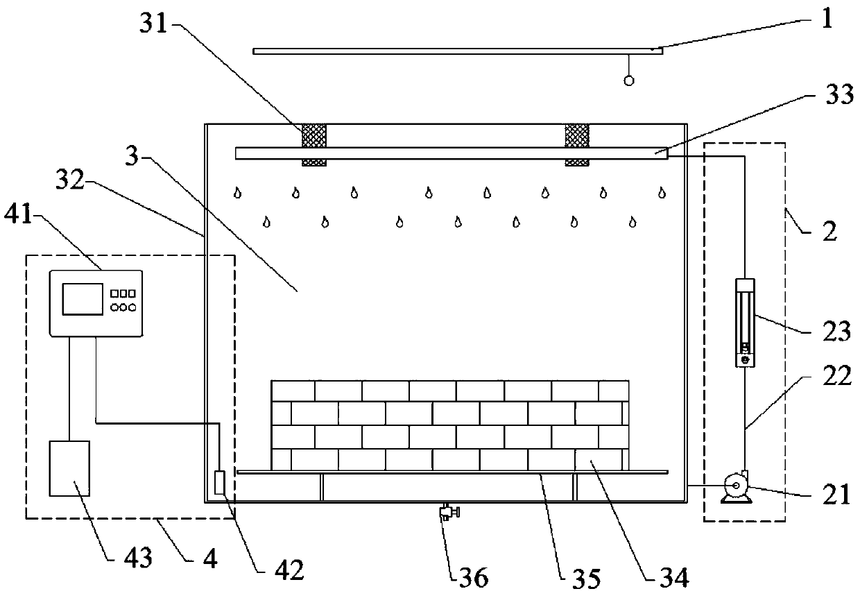 Spraying device and method for detecting wall material