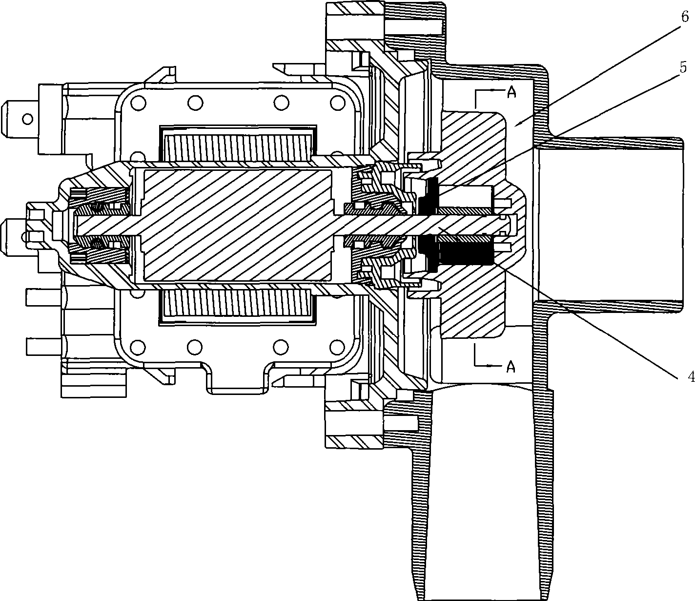 Transmission device between working component and rotor of permanent magnetism synchronous electric machine