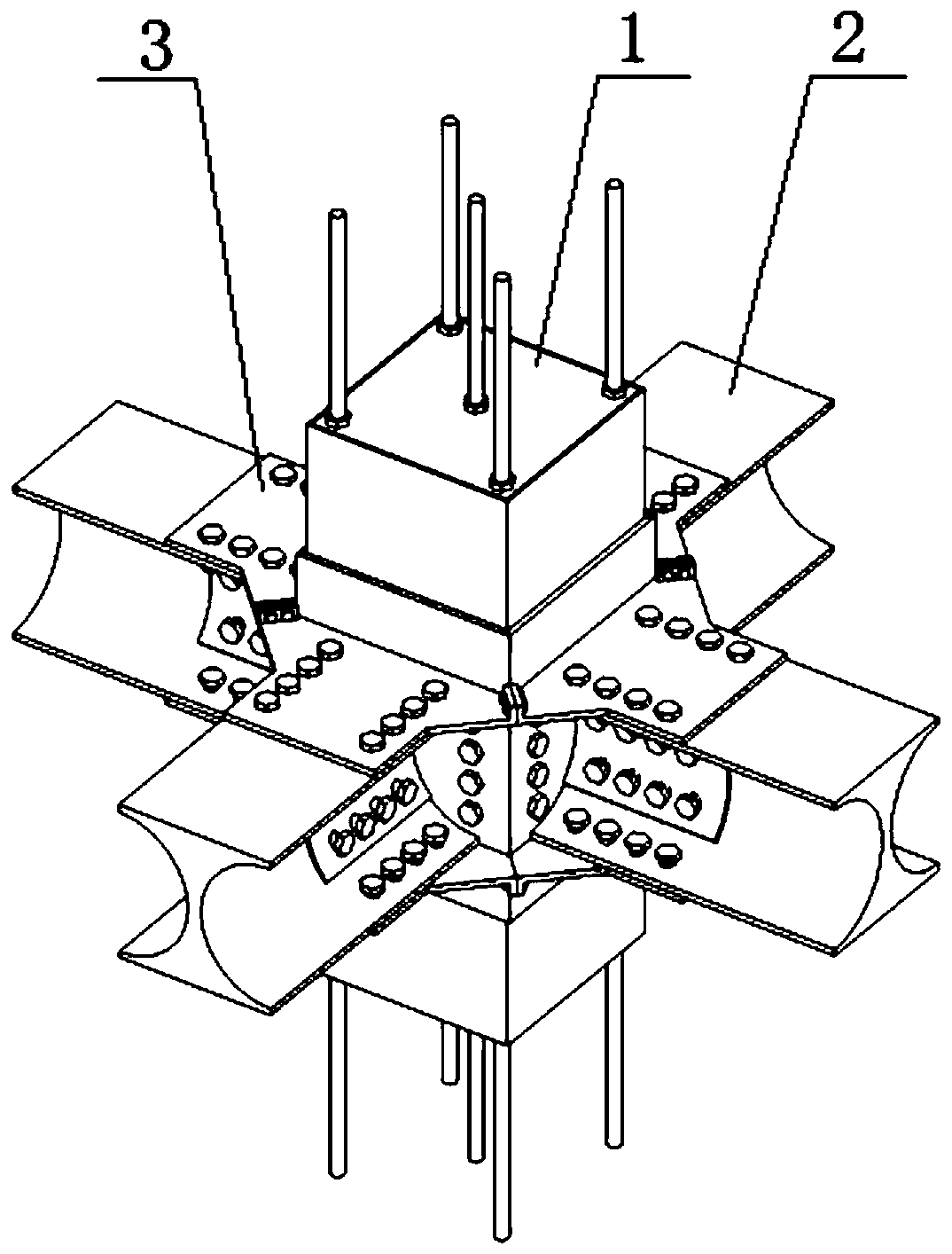 Assembly-type limiting reinforced steel wood frosted sleeve combined node