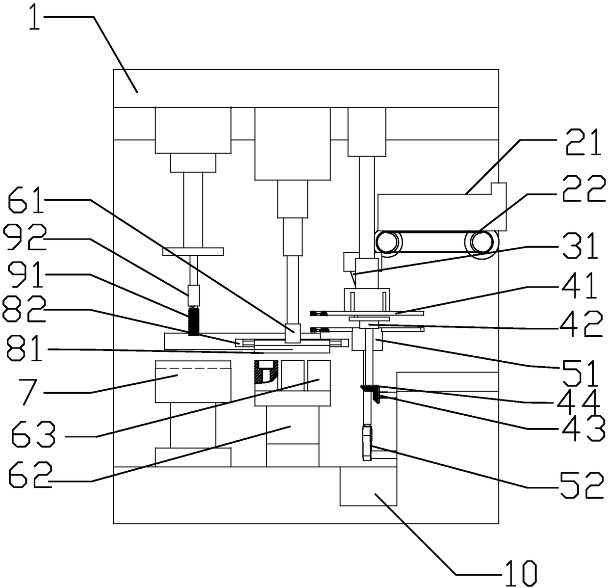 Hexagonal socket flange bolt machining device