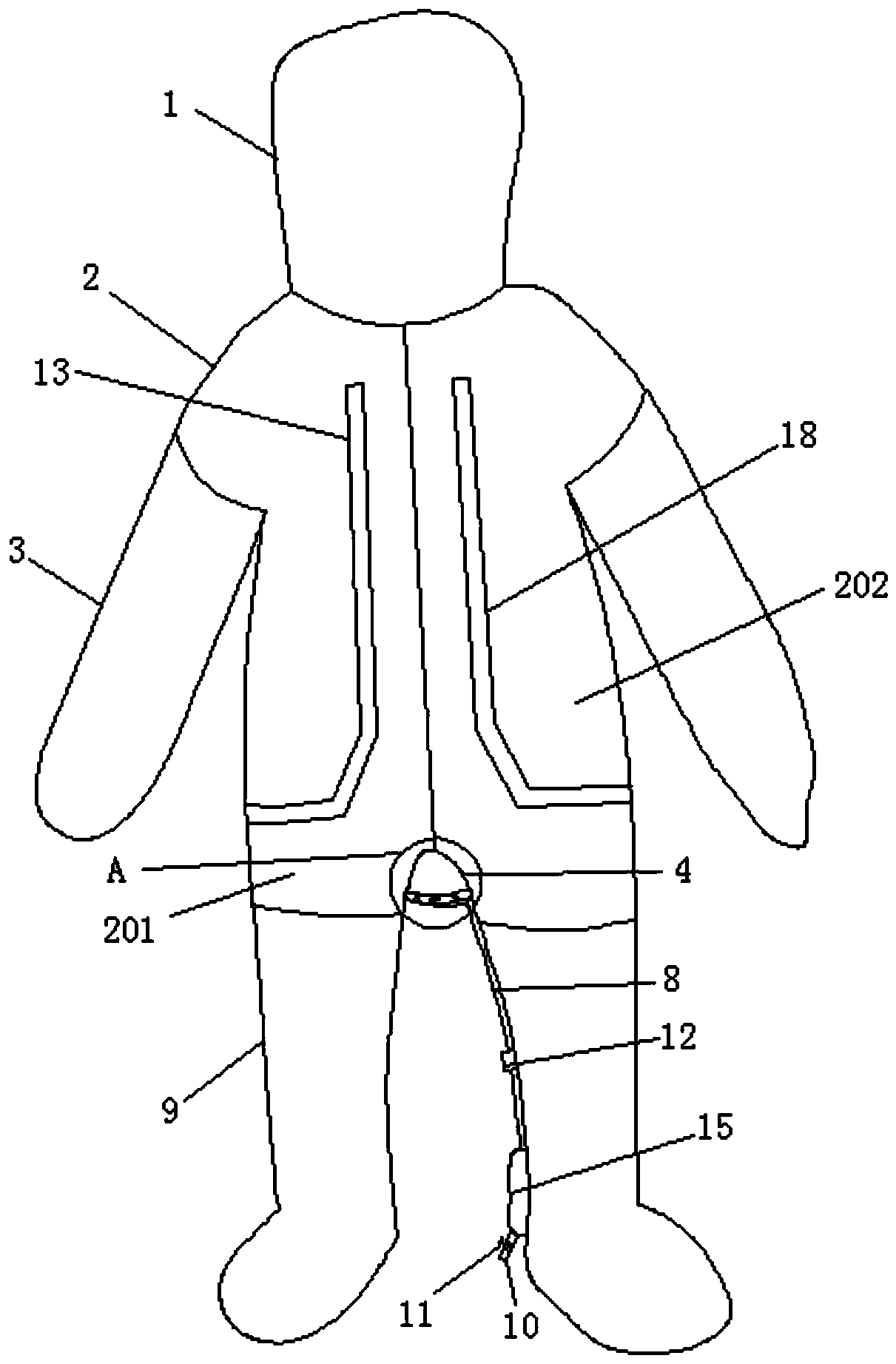 Micro-positive pressure circulating air biosafety high-grade protective clothing facilitating diet and excretion