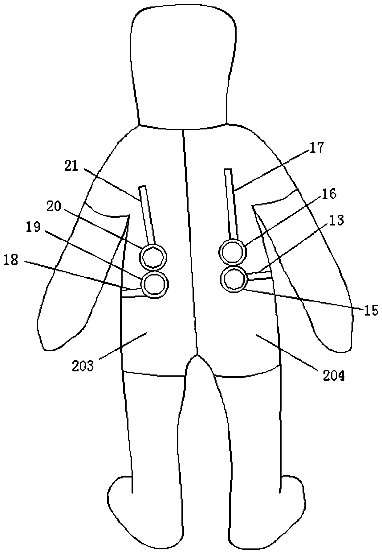 Micro-positive pressure circulating air biosafety high-grade protective clothing facilitating diet and excretion