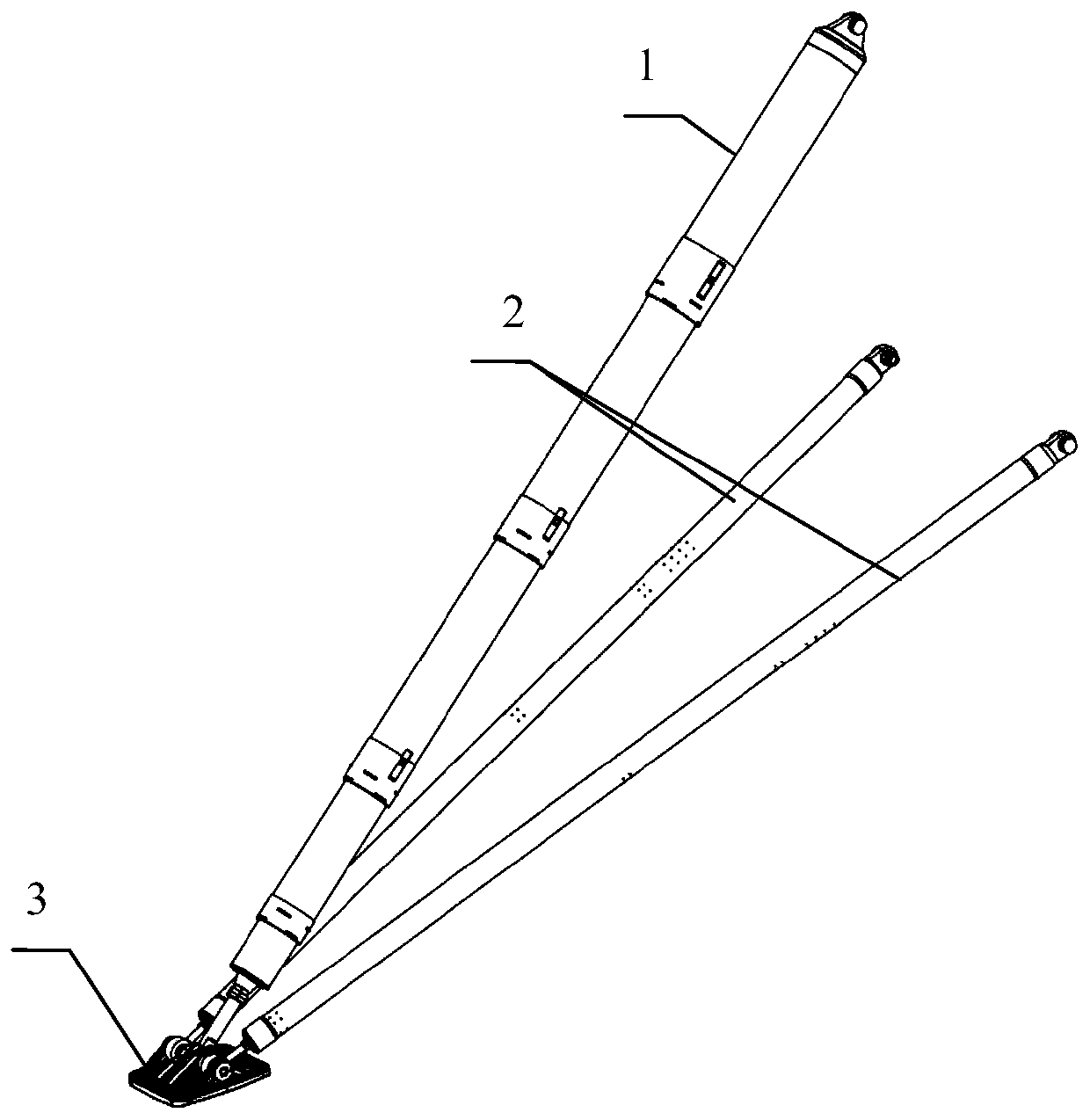 Large-span foldable reusable rocket landing buffer structure