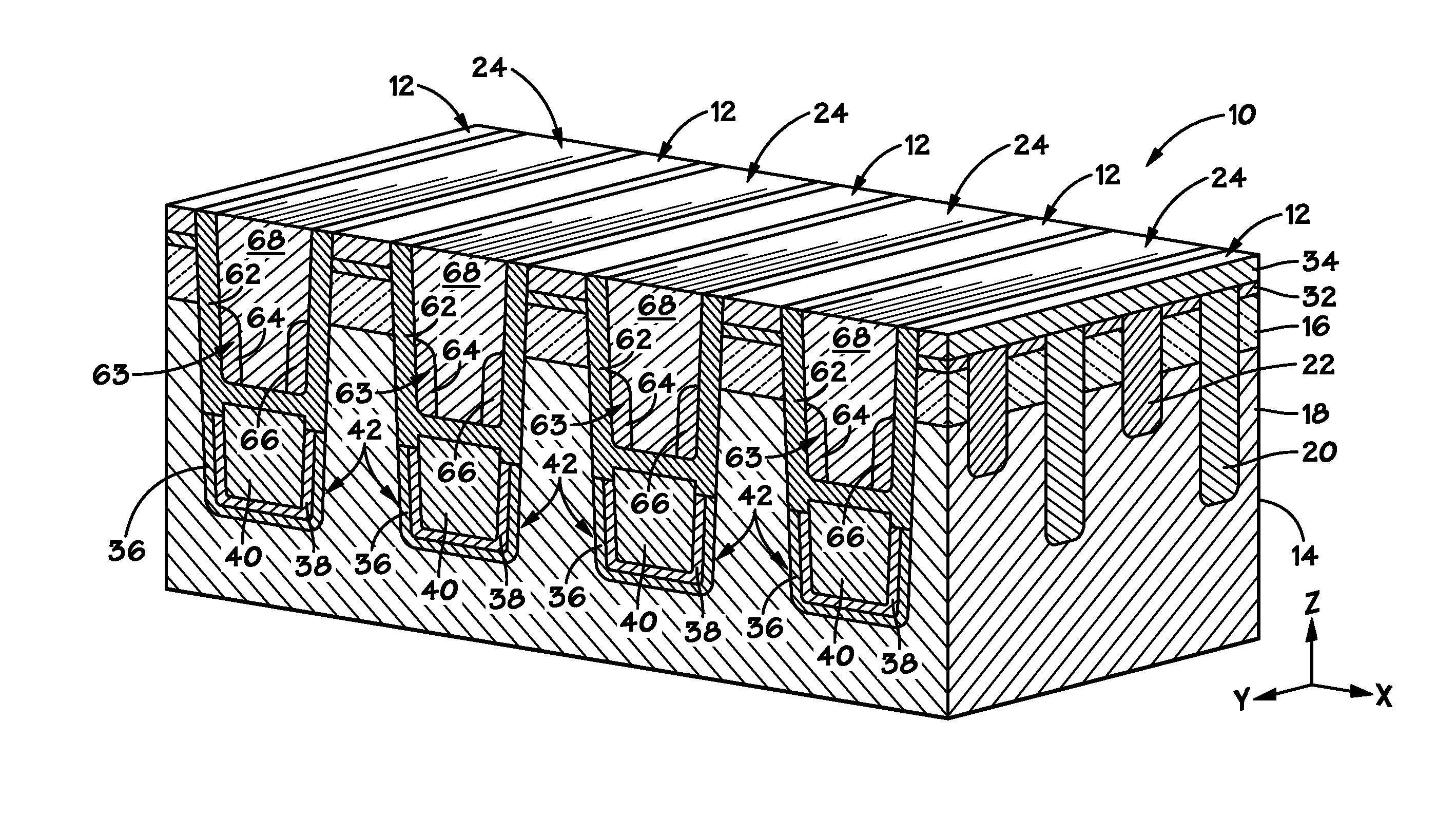 Double gated fin transistors and methods of fabricating and operating the same