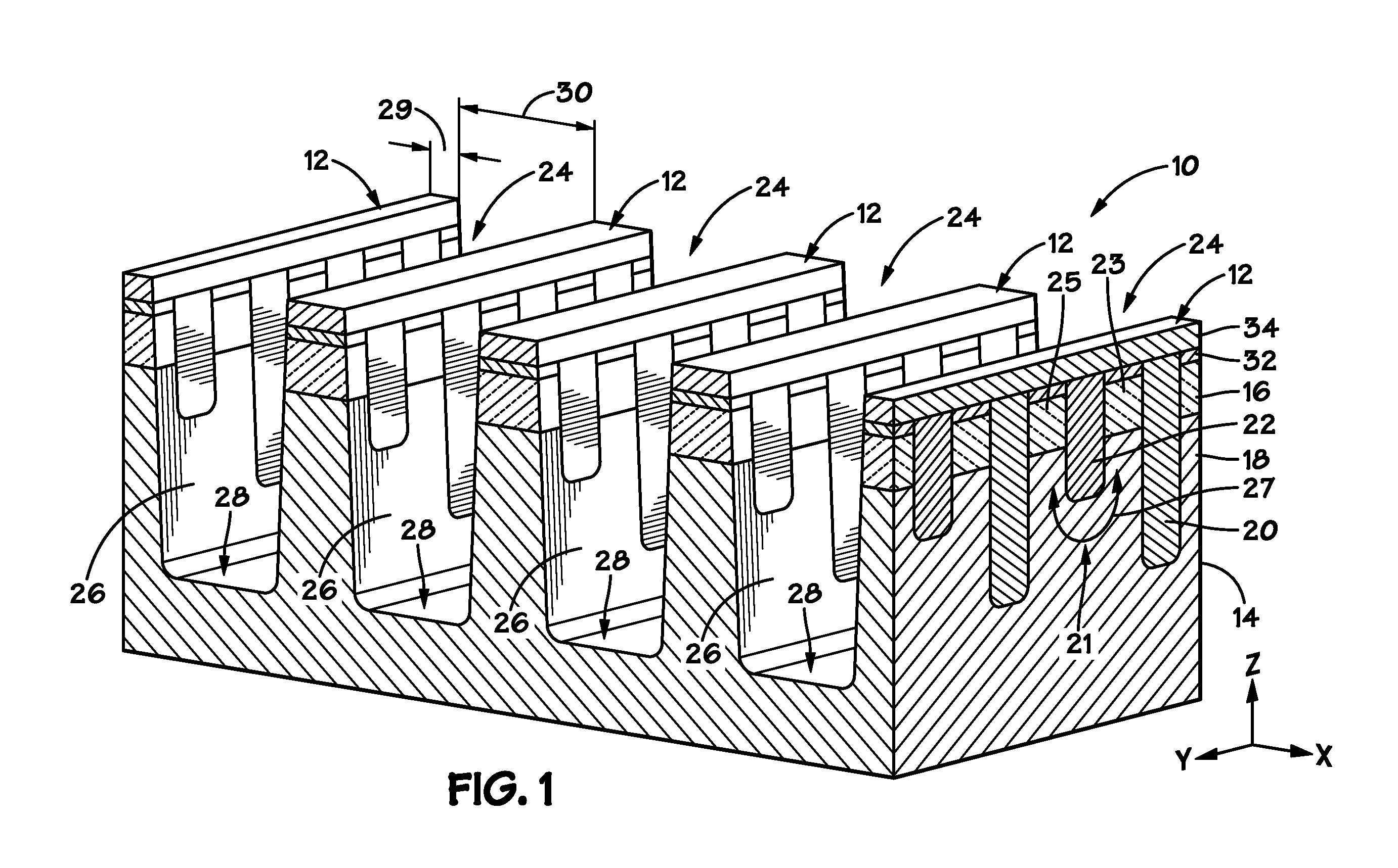 Double gated fin transistors and methods of fabricating and operating the same