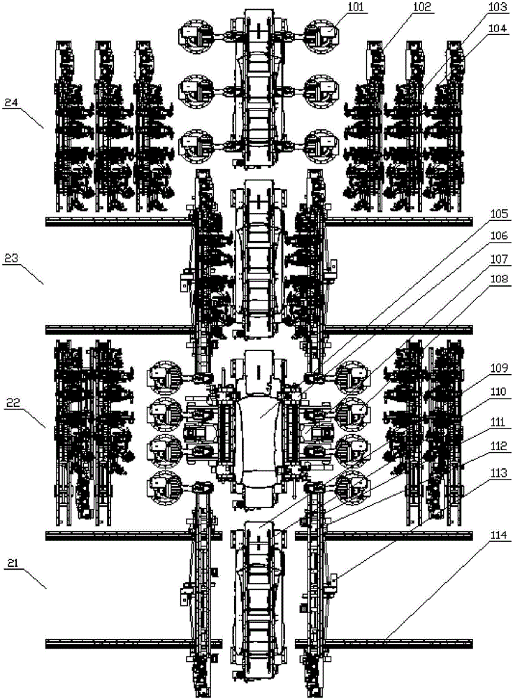 Flexible totally-assembling system for efficient and random switching of multiple vehicle types