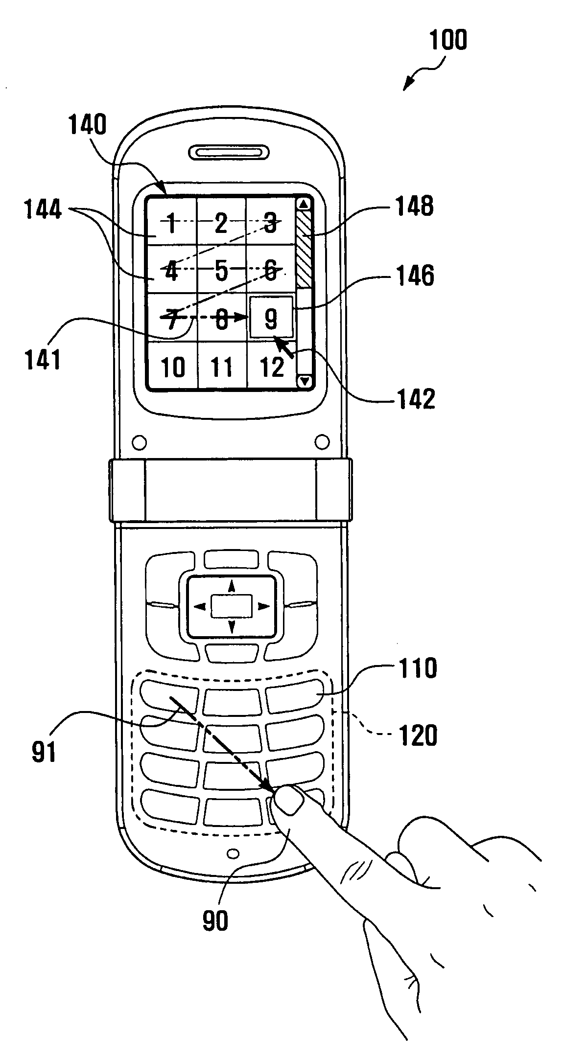 Keypad touch user interface method and a mobile terminal using the same